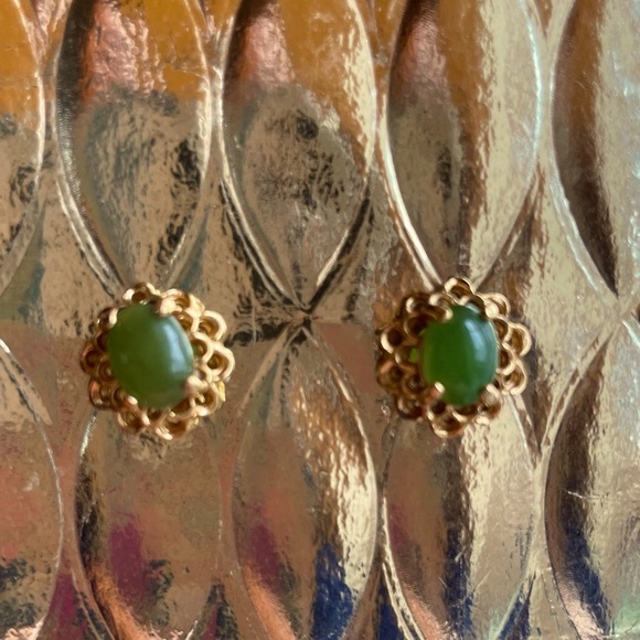 Jewelry - Vintage Gold Plate Jade Earrings ♥️